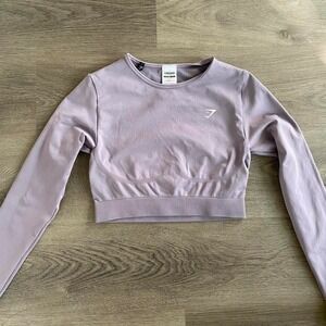 Gymshark Everyday Seamless Purple‎ Long Sleeve Crop Top Women's Size Small Gym